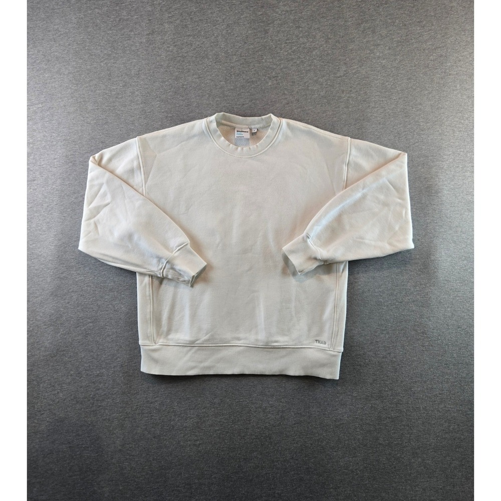 TNA Sweatfleece Sweatshirt Women S Off-White Cozy Fleece Boyfriend Fit Crew Neck